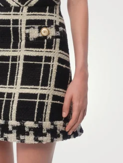 Macro Check Tweed Mini Skirt