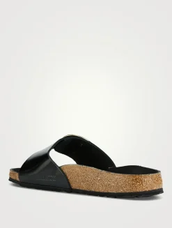 Madrid Big Buckle Leather Slide Sandals