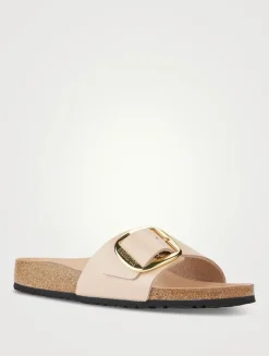 Madrid Big Buckle Leather Slide Sandals