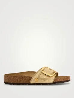 Madrid Big Buckle Raffia Slide Sandals