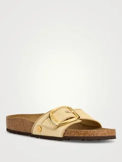 Madrid Big Buckle Raffia Slide Sandals