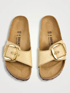 Madrid Big Buckle Raffia Slide Sandals