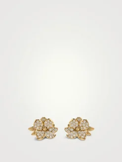 Magnolia 14K Gold Stud Earrings With Diamonds