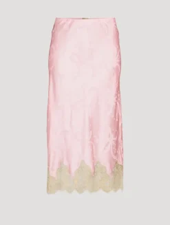 Malina Bow Jacquard Satin Slip Skirt