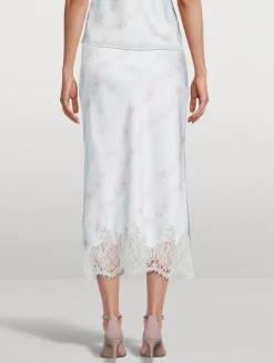 Malina Satin Slip Skirt In Floral Print