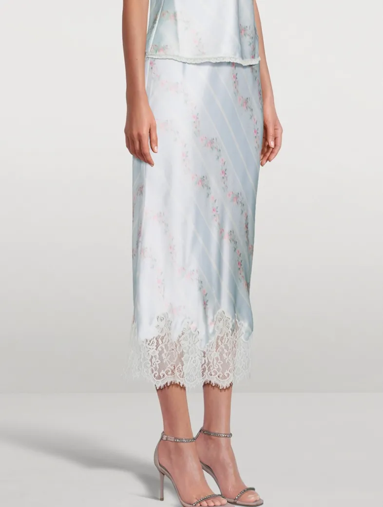 Malina Satin Slip Skirt In Floral Print