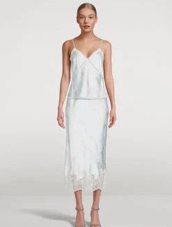 Malina Satin Slip Skirt In Floral Print