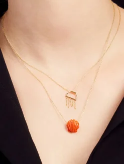 Mar, Sol Y Fruta 9K Gold Concha Necklace