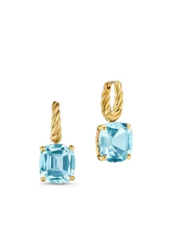 Marbella Drop Earrings In 18k Yellow Gold With Sky Blue Topaz, 11mm