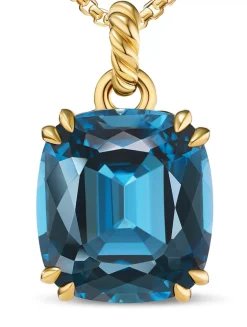 Marbella Pendant In 18k Yellow Gold With Hampton Blue Topaz, 22mm