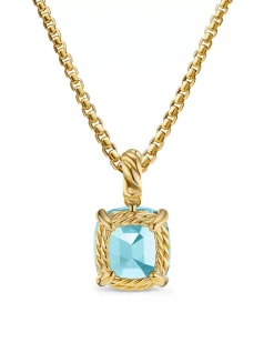 Marbella Pendant In 18k Yellow Gold With Hampton Blue Topaz, 12mm