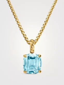 Marbella Pendant In 18k Yellow Gold With Sky Blue Topaz, 12mm