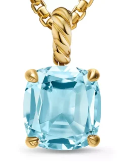 Marbella Pendant In 18k Yellow Gold With Sky Blue Topaz, 12mm