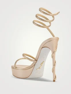 Margot Crystal Satin Platform Sandals