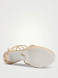 Margot Crystal Satin Platform Sandals