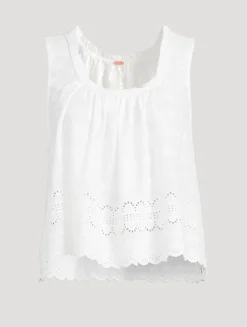 Marina Eyelet Cotton Tank Top