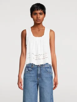 Marina Eyelet Cotton Tank Top