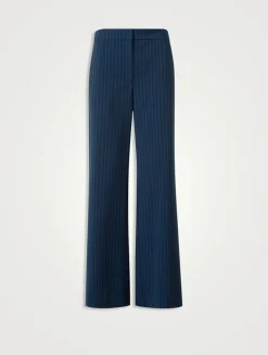 Marlon Wool Crêpe Trousers In Pinstripe Print