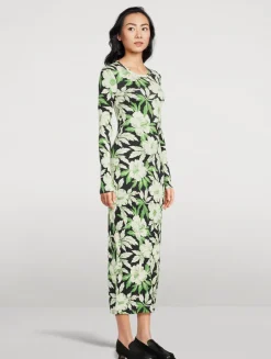 Maxi Dress In Hibiscus Print