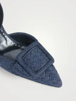 Maysli Woven Denim Slingback Pumps