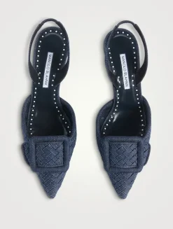 Maysli Woven Denim Slingback Pumps