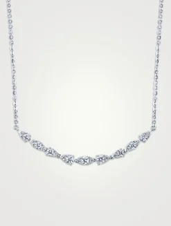 Medium Aerial 18K White Gold Dewdrop Pendant Necklace With Diamonds