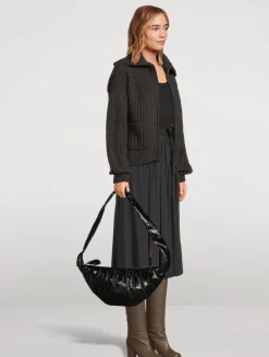 Medium Croissant Coated Cotton Shoulder Bag