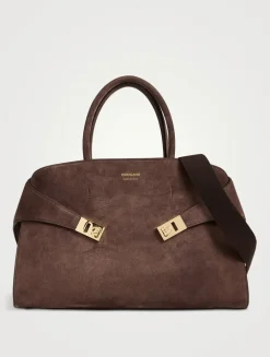 Medium Hug Suede Satchel