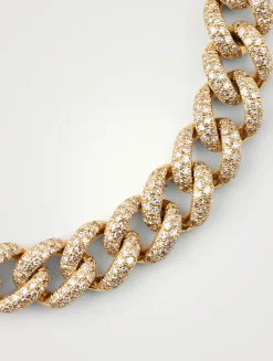 Medium 18K Gold Link Bracelet With Diamonds