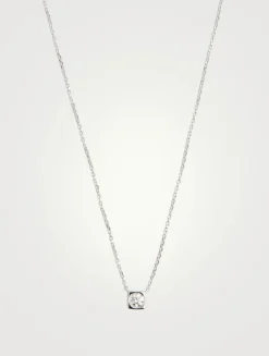 Medium Le Cube Diamant 18K White Gold Necklace With Diamond