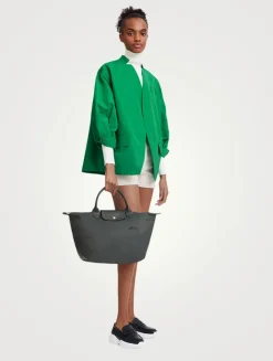 Medium Le Pliage Green Top Handle Bag