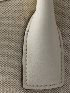 Medium Linen Blend And Leather Tote Bag