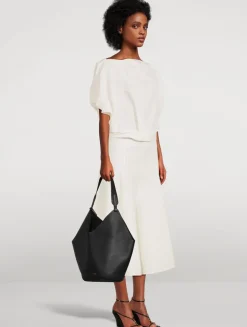 Medium Lotus Leather Tote Bag