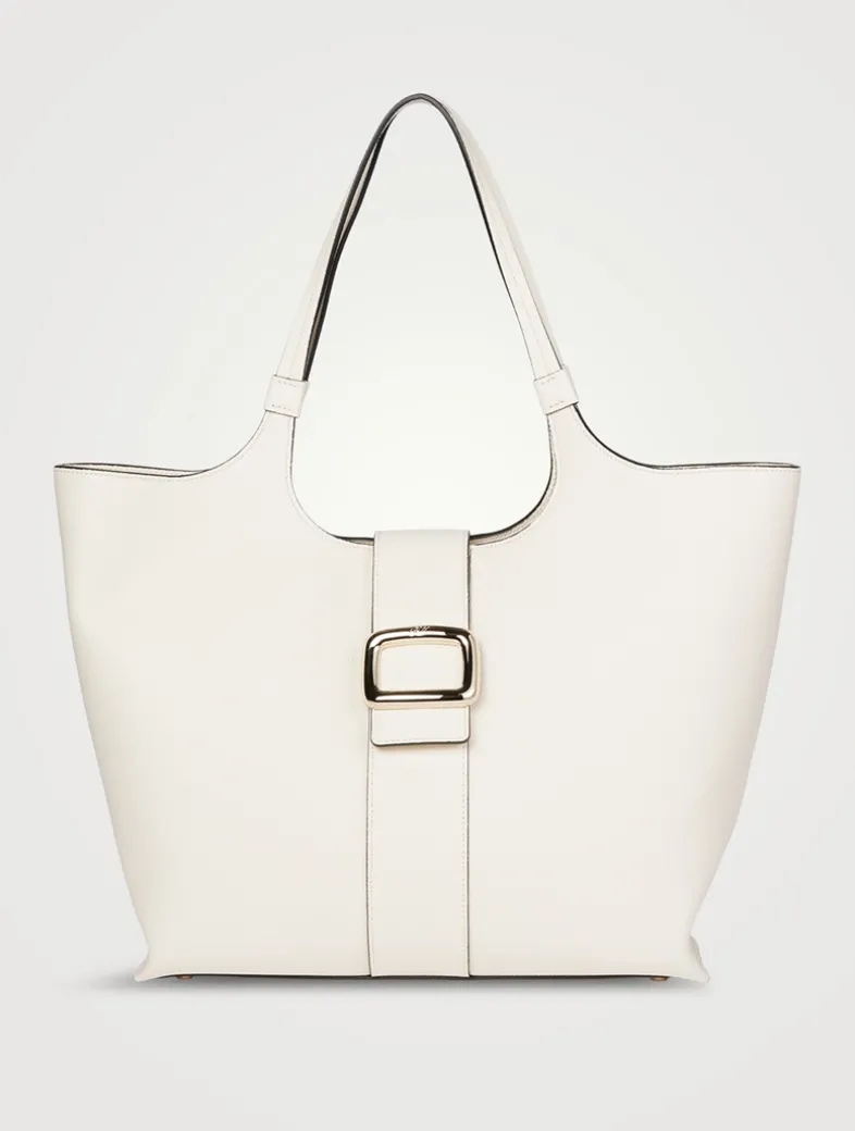 Medium Viv' Choc Leather Tote Bag