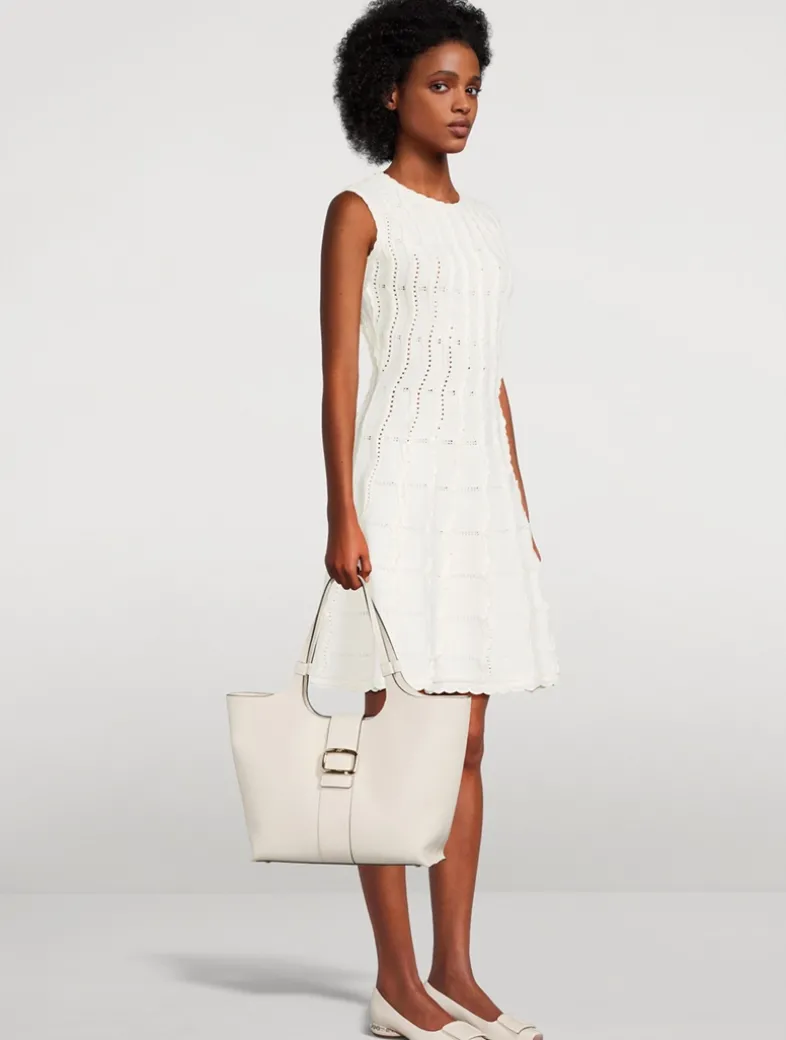 Medium Viv' Choc Leather Tote Bag