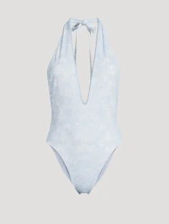 Meegan One-Piece Halter Swimsuit In Floral Print