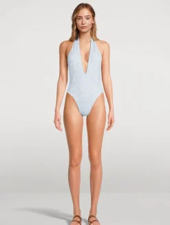 Meegan One-Piece Halter Swimsuit In Floral Print