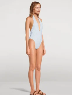 Meegan One-Piece Halter Swimsuit In Floral Print