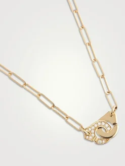 Menottes 18K Gold R10 Chain Necklace With Half Pavé Diamonds