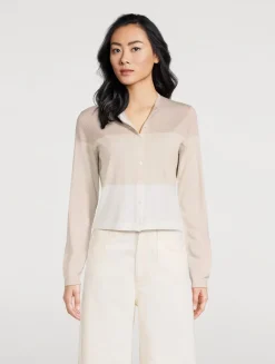 Merino Wool Colourblock Cardigan