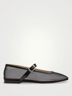 Mesh Mary Jane Ballet Flats