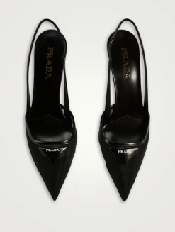 Mesh Slingback Pumps