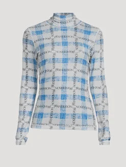 Mesh Turtleneck In Logo Grid Print