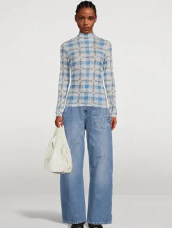 Mesh Turtleneck In Logo Grid Print