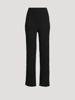 Metallic Baby Rib Wide-Leg Trousers