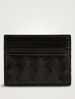 Metallic Intrecciato Leather Card Case