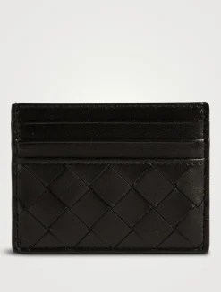 Metallic Intrecciato Leather Card Case