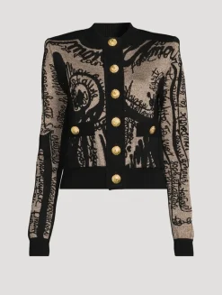 Metallic Jacquard Cardigan