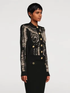 Metallic Jacquard Cardigan