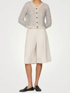 Metallic Linen Silk Pointelle Cardigan